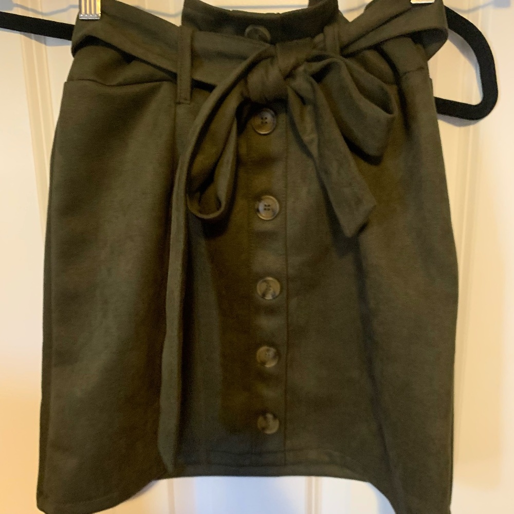 5 for $25 sale!! Paper Bag Waist Faux Suede Mini Skirt